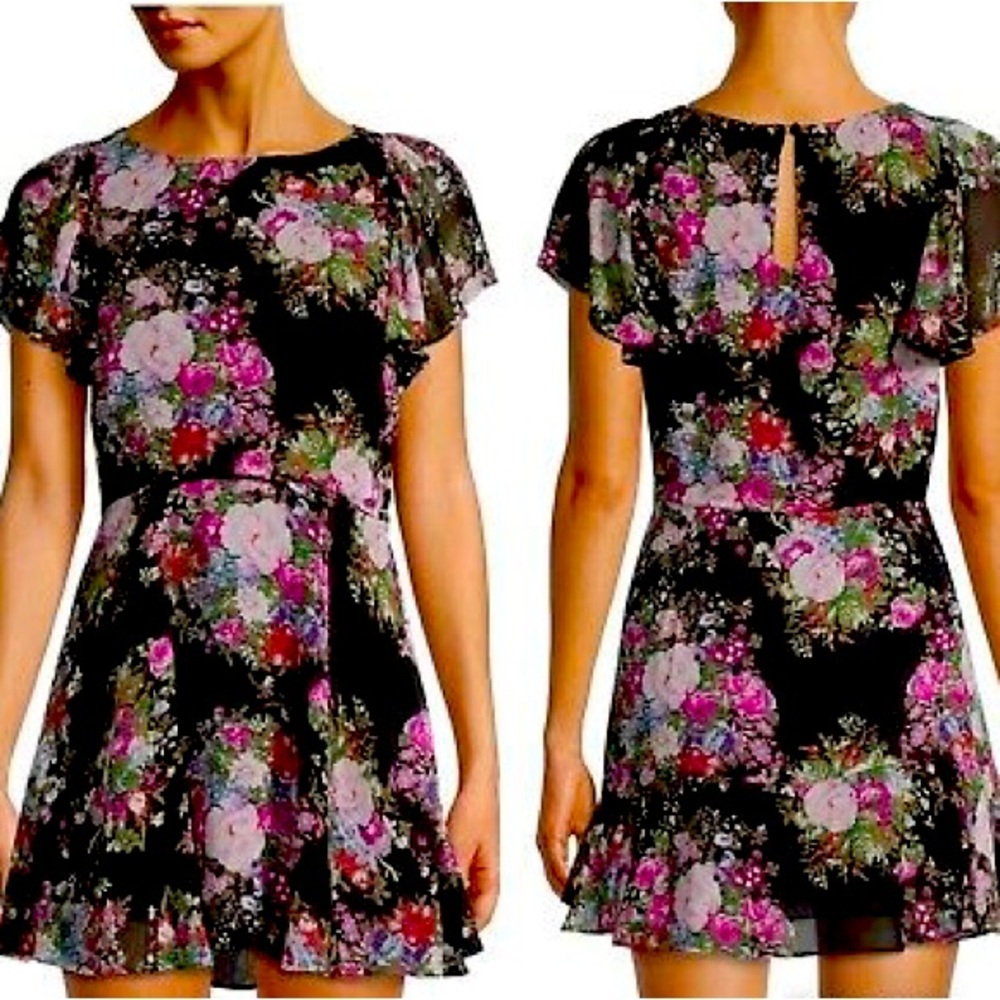 LoveShackFancy Garner Black Floral Dress Size 4